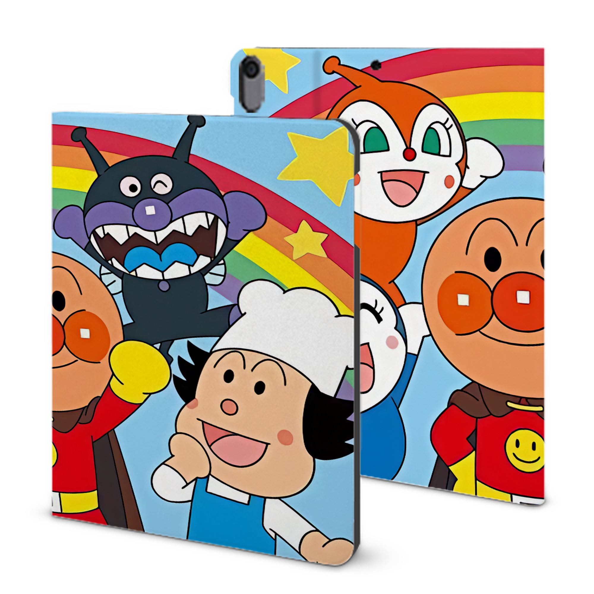 （画像用） アンパンマン Anpanman IPad ケース ブック型 PUレザー TPU 耐衝撃 軽量 薄型 ペン収納なし 全面保護 IPad 各モデル対応
